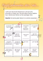 Vorschau - Arbeitsblätter - Finde jemanden - Klassenbingo - Kennenlernspiel Musik - Deckblatt
