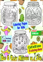 Aperçu - Matériel pour travaux manuels / dessin - Big & Easy Nature in a Jar Coloring Book for Kids. - Page de couverture