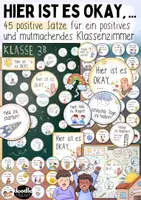 Vorschau - Poster - Hier ist es okay – 45 Mutmacher Sätze fürs Klassenzimmer / Growth Mindset & Klassenlehrer Türdeko - Deckblatt