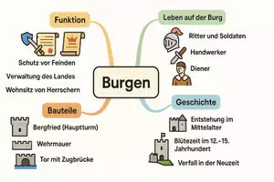 Vorschau - Arbeitsblätter - Arbeitsblätter zum Thema "Burgen" + Lösung & MP3 + Mindmap + Infografik - Seite 2