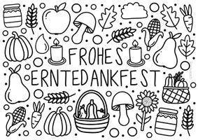 Vorschau - Arbeitsblätter - Erntedank Doodle Ausmalbilder - “Frohes Erntedankfest" - Seite 2