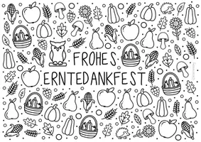 Vorschau - Arbeitsblätter - Erntedank Doodle Ausmalbilder - “Frohes Erntedankfest" - Seite 3