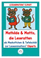 Vorschau - selbst erstellte Cliparts/Grafiken - Mathilda & Mattis. Leseratten als Maskottchen & Tafelschild zur Leseanimation/ Cliparts - Deckblatt