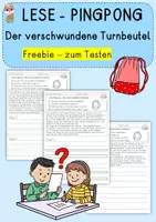 Vorschau - Arbeitsblätter - Der verschwundene Turnbeutel, Lese-Pingpong Freebie zum Testen - Deckblatt