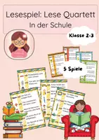 Vorschau - Spiele - Partnerlesen: Lese Quartett In der Schule, Klasse 2-3 - Deckblatt