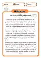 Vorschau - Stundenentwürfe - Halloween Leseverstehen, Text lesen und Fragen beantworten - Seite 1