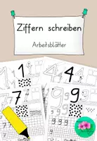 Vorschau - Arbeitsblätter - Ziffern schreiben - Arbeitsblätter in 2 Versionen - Deckblatt