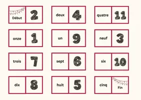 Voorbeeld - Frans: domino - les nombres 1-100 - Pagina 1
