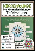 Vorschau - Poster - Himmelsrichtungen – Orientierung, Erdkunde, Geografie, Kartenkunde, Kartenarbeit, Norden, Süden, Osten, Westen, Kompass, Windrose | Tafelmaterial, Unterrichtsmaterial, Lernplakat, Klasse 4, 5, 6, Grundschule, Sekundarstufe - Deckblatt