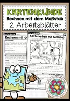 Vorschau - Arbeitsblätter - Maßstab, Kartenkunde, Erdkunde, Geografie, Kartenmaßstab, Kartenarbeit, Rechnen mit dem Maßstab, Entfernungen berechnen, Atlasarbeit | Arbeitsblätter, Übungen, Klasse 4 Klasse 5, Grundschule - Deckblatt