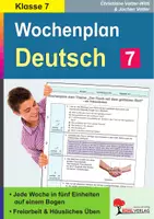 Vorschau - Arbeitsblätter - Wochenplan Deutsch Klasse 7 | Lesen, Schreiben, Rechtschreibung, Grammatik | 38 Wochenpläne für ein ganzes Schuljahr mit Lösungen - Deckblatt