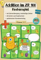 Vorschau - Spiele - Rechenspiel: Plus im Zahlenraum 100 - mit Zehnerübergang, zweistellige Zahlen (Klasse 2-3) - Deckblatt