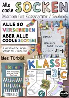 Vorschau - Arbeitsblätter - Schuljahresbeginn: Alle verschieden / coole Socken - Steckbriefe / Türbild / Dekoration Schuljahresanfang - Deckblatt