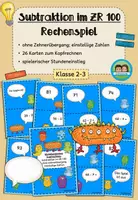 Vorschau - Spiele - Rechenspiel: Minus im Zahlenraum 100 - ohne Zehnerübergang, einstellige Zahlen (Klasse 2-3) - Deckblatt