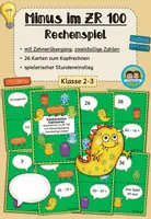 Vorschau - Spiele - Rechenspiel: Minus im Zahlenraum 100 - mit Zehnerübergang, zweistellige Zahlen (Klasse 2-3) - Deckblatt