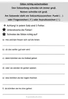 Vorschau - Arbeitsblätter - Sätze richtig schreiben - Übungsblätter - Seite 1