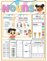 Vista previa - Hojas de trabajo - Nouns/ people,place,animal, thing/ Common and Proper - Portada