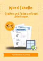Vorschau - Arbeitsblätter - Deckblatt Word Tabelle Spalten und Zeilen einfügen - Deckblatt