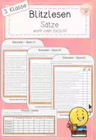 Vorschau - Arbeitsblätter - Blitzlesen - Sätze (wahr oder falsch?) - 3. Klasse - Deckblatt