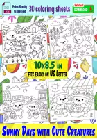 Aperçu - Matériel pour travaux manuels / dessin - Sunny Days with Cute Creatures Coloring Pages - Page de couverture
