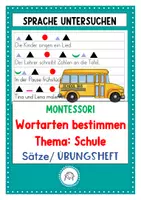 Vorschau - Arbeitsblätter - Wortarten bestimmen nach Montessori. Sätze zum Thema: Schule - Deckblatt