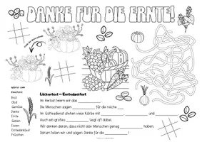 Vorschau - Stundenentwürfe - Religion Erntedank Klasse 3/4 - Spiel- & Rätselmatte "Erntedank" | Erntedankfest | Erntedank Grundschule | Religion Erntedank 3 Klasse | Erntedank Klasse 4 | Aufgaben für Schnelle | Ich bin fertig Aufgaben | Lückenfüller - Seite 1