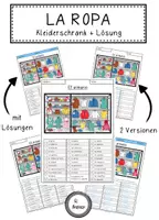 Vorschau - Arbeitsblätter - "La ropa" - AB Kleiderschrank mit Kleidung + Lösungen - Deckblatt