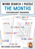 Vorschau - Arbeitsblätter - Suchsel / The Months / Englisch 4-5 / Word Search / Game - Deckblatt
