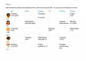 Vorschau - Arbeitsblätter - Partner Activity - school schedule (Fill the blanks) - Deckblatt