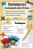 Vorschau - Arbeitsblätter - Rechenpass - alle Grundrechenarten (Klasse 1-4) #schulstartbyextraklasse - Deckblatt