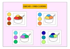 Vorschau - Arbeitsblätter - Eisbecher Farben zuordnen - Deckblatt