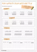 Vorschau - Arbeitsblätter - Grundrechenarten (schriftlich addieren, subtrahieren, multiplizieren, dividieren) - Deckblatt