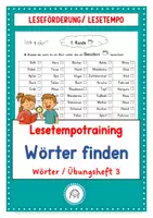 Vorschau - Arbeitsblätter - Lesetraining. Lesetempo steigern. Blitzlesen. Wörter finden. Übungsheft 3 - Deckblatt