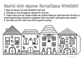 Vorschau - Arbeitsblätter - Herbsthäuser Windlichter zum Basteln im Herbst & Halloween - Seite 1