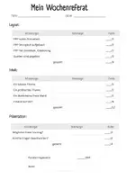 Vorschau - Lehrpläne/Lehrermaterial - Bewertung Wochenreferat - Deckblatt
