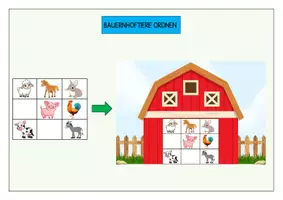 Vorschau - Arbeitsblätter - Räumliche Wahrnehmung - Bauernhoftiere einsetzen - Deckblatt