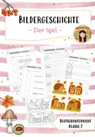 Vorschau - Arbeitsblätter - Bildergeschichte: Igel / Herbst - farbig & s/w (Klasse 2) - Deckblatt