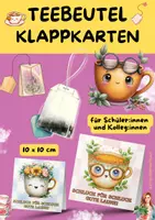 Vorschau - Mal- und Bastelvorlagen - Feriengruß Teebeutel Klappkarte mit Spruch | Klasse 3 bis 8 - Deckblatt