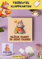 Vorschau - Mal- und Bastelvorlagen - Fereiengruß Teebeutel Klappkarte Wasserschweine Halloween ab 3. Klasse - Seite 1