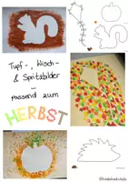 Vorschau - Mal- und Bastelvorlagen - Herbst-Tupf-Bilder 🍁 4 Vorlagen + Anleitung 🦔 - Deckblatt