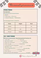 Vorschau - Arbeitsblätter - Worksheet Personal pronouns - class 5 - Deckblatt