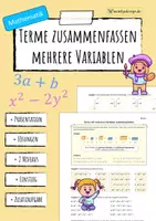 Vorschau - Arbeitsblätter - Terme zusammenfassen mit Potenzen & mehreren Variablen - Deckblatt