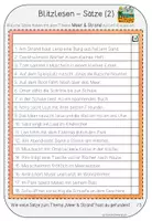 Vorschau - Aufgabenkarten - Blitzlesen - Sätze (Themen suchen) - 4. Klasse - Seite 3