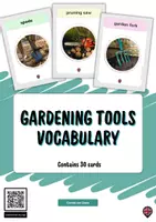 förhandsvisning - Flashcards: Gardening Tools – Trädgårdsredskap (på engelska) - försättsblad