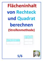 Vorschau - Arbeitsblätter - Flächeninhalt von Rechteck und Quadrat (Streifenmethode) - Deckblatt