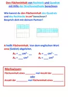 Vorschau - Arbeitsblätter - Flächeninhalt von Rechteck und Quadrat (Streifenmethode) - Seite 1