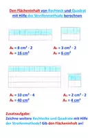 Vorschau - Arbeitsblätter - Flächeninhalt von Rechteck und Quadrat (Streifenmethode) - Seite 3