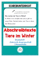 Vorschau - Arbeitsblätter - Abschreibtexte: Tiere im Winter - Deckblatt