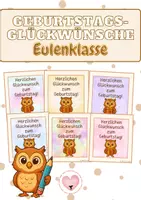Vorschau - Bildkarten - Geburtstagsglückwünsche - Eulenklasse - Deckblatt