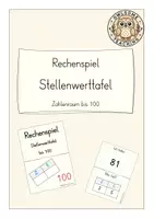 Vorschau - Spiele - Rechenspiel Stellenwerttafel Zahlenraum bis 100 (Kl. 2) - Deckblatt